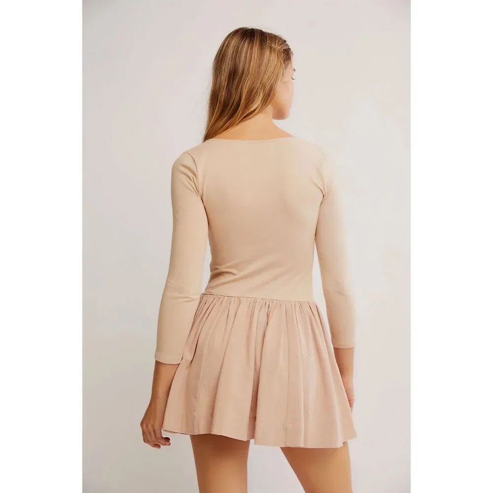 Free People Free-est Onda Drop-Waist Mini Dress Size Small NWT $68 retail Ballet
